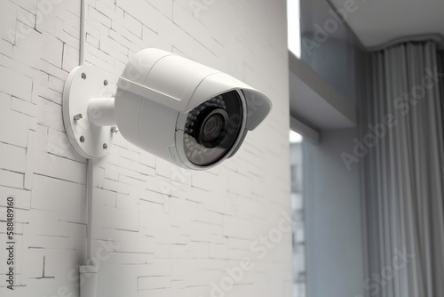 Security camera targeting a detected intrusion. AI generated