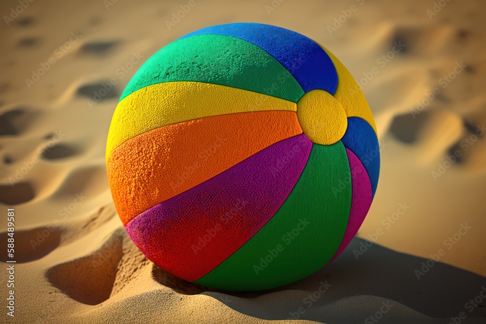 Colorful Volleyball Fun at the Beach