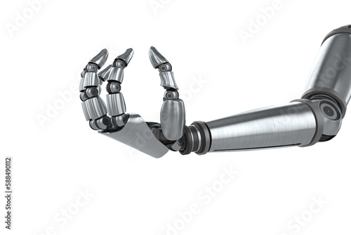 Three dimensional of chrome robotic hand