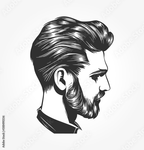Stylish silhouette vector graphic of a man's hair. Perfect for barbershops and hair salons
