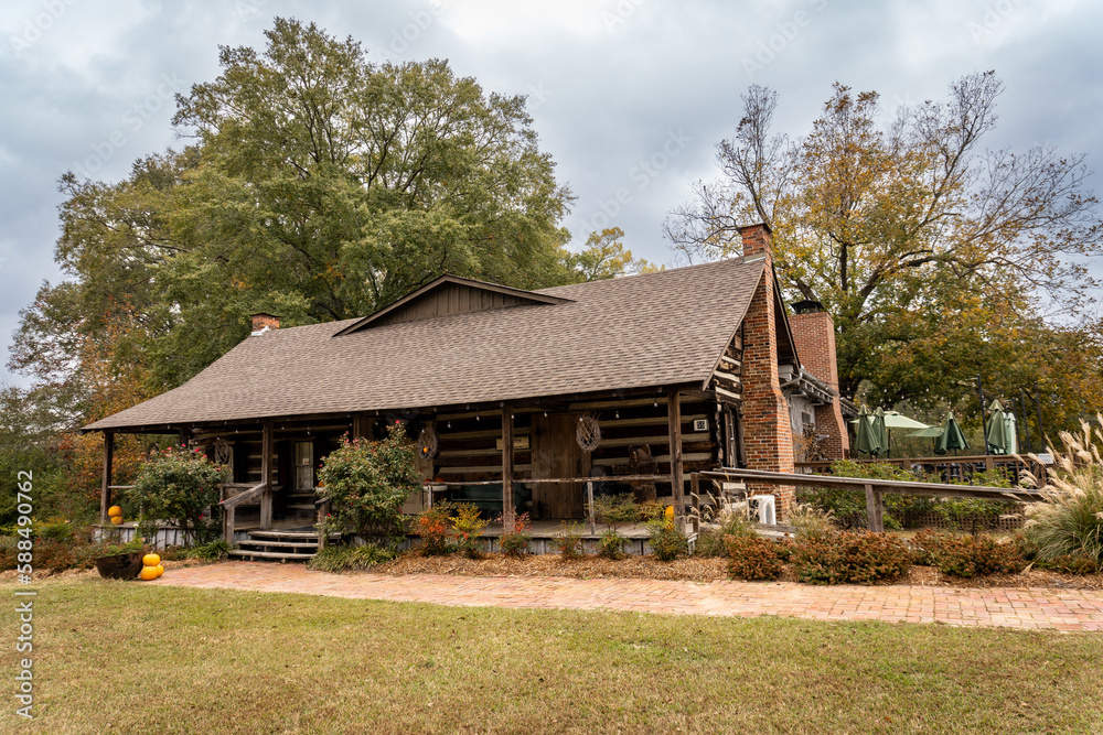 French Camp, Mississippi French Camp Academy Historic District Council House Cafe and Log Cabin