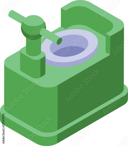 Green bike potty icon isometric vector. Childhood wc. Kid hygiene