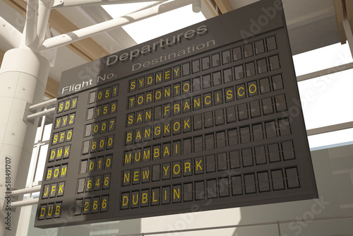 Departures board in airport
