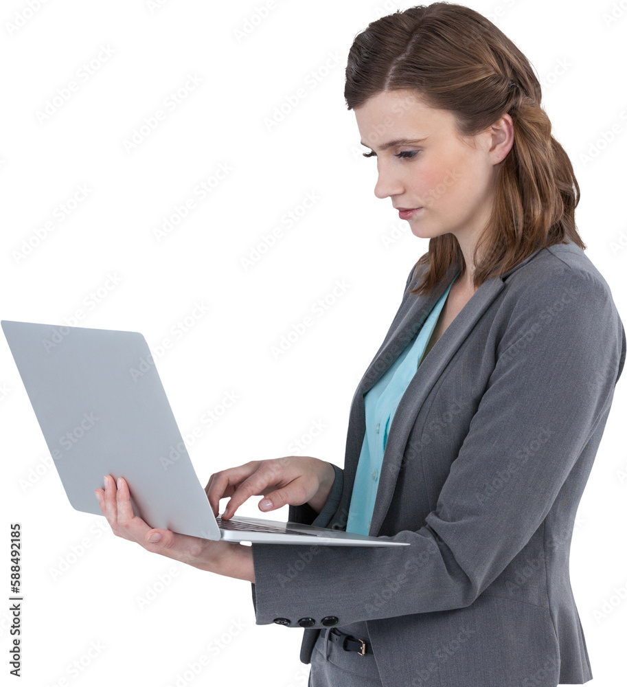 Businesswoman typing on laptop computer Businesswoman typing on laptop computer