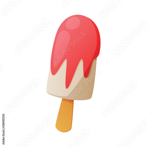 Sweet Ice Cream on Stick as Fast Food Dessert Vector Illustration