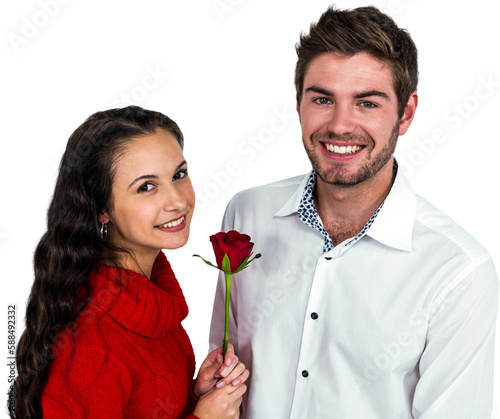 Smiling couple with rose