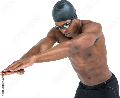 Swimmer in diving posture