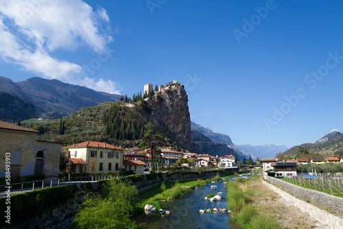 Castello di Arco on the river Arco, Trentino, Italy