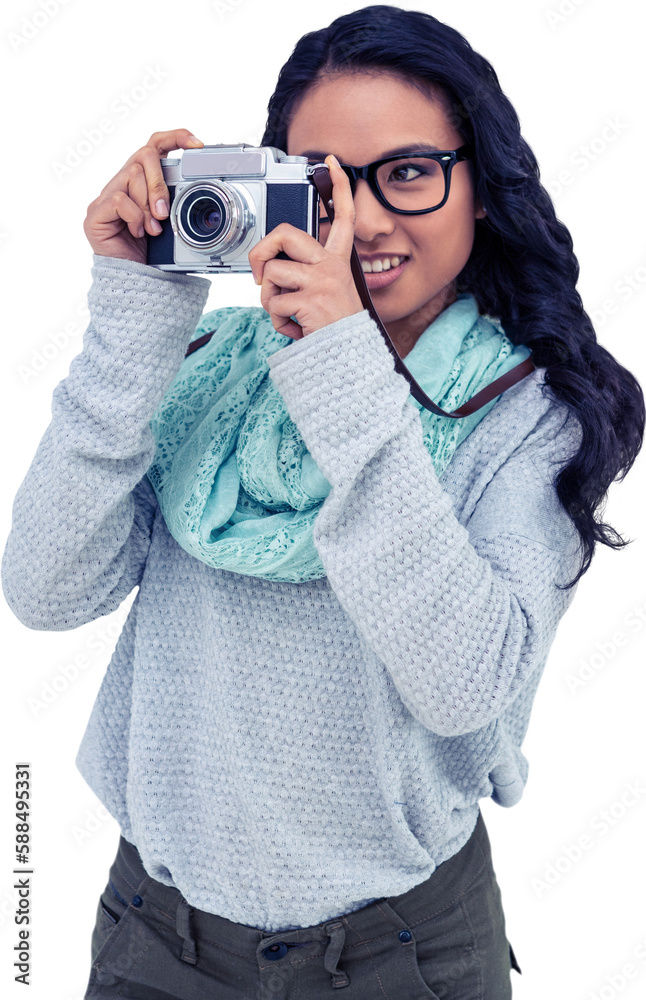 Asian woman taking picture with digital camera Asian woman taking picture with digital camera