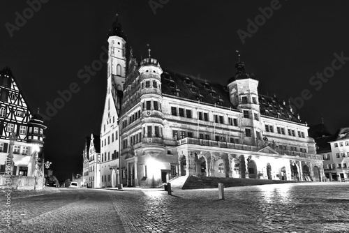 scenic view on old bavarian town - Rothenburg ob Der Tauber, Bavaria, Germany