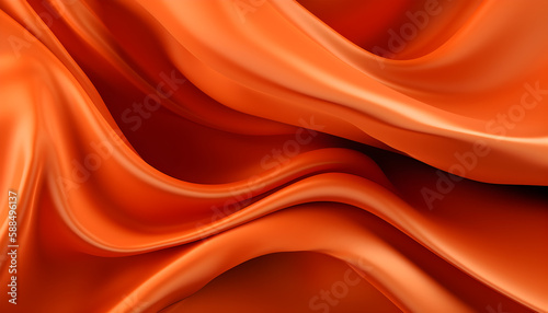 realistic wavy abstract background, delicate and elegant orange silk cloth, generative ai