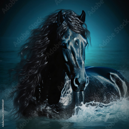 horse in the water