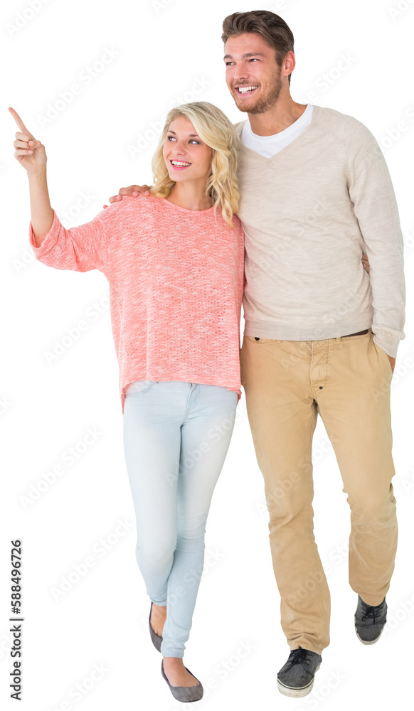 Attractive couple smiling and walking Attractive couple smiling and walking