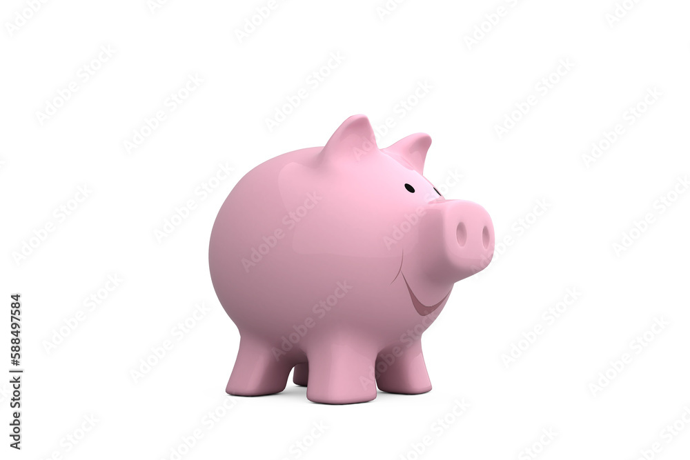 Pink piggy bank on white background Pink piggy bank on white background