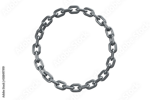 3d image of silver metallic circular chain photo