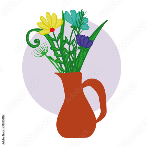 Vase with flowers, mother's day card