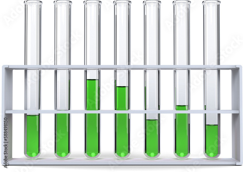 Test tubes with chemical solution in rack