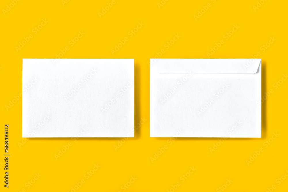 White envelope mockup, blank template, isolated background White envelope mockup, blank template, isolated background