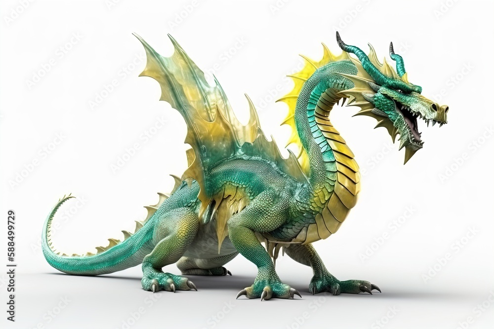 Realistic dragon digital art 3d render on isolated background Realistic dragon digital art 3d render on isolated background