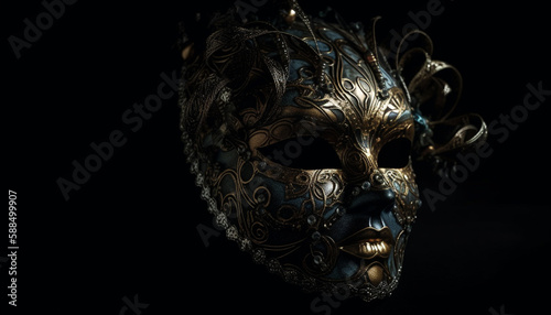 Masked elegance a golden celebration of mystery generated by AI