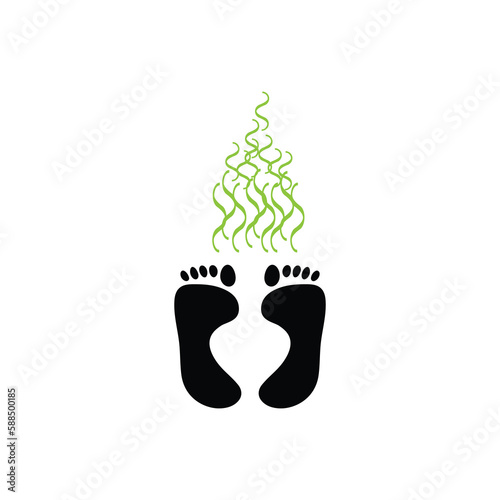 Foot Perspiration Icon, Smelly Feet Symbol, Sweaty Legs, Smell Human Bare Foot Prints, Vector Illustration