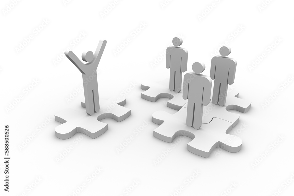 Successful man standing by colleagueson jigsaw puzzle Successful man standing by colleagueson jigsaw puzzle
