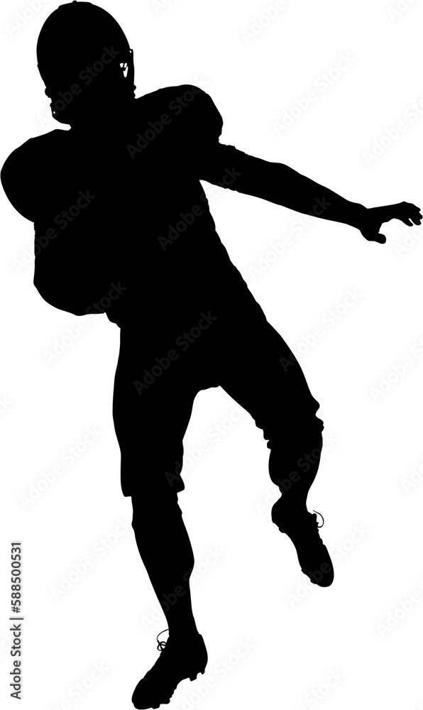 Silhouette American football player playing