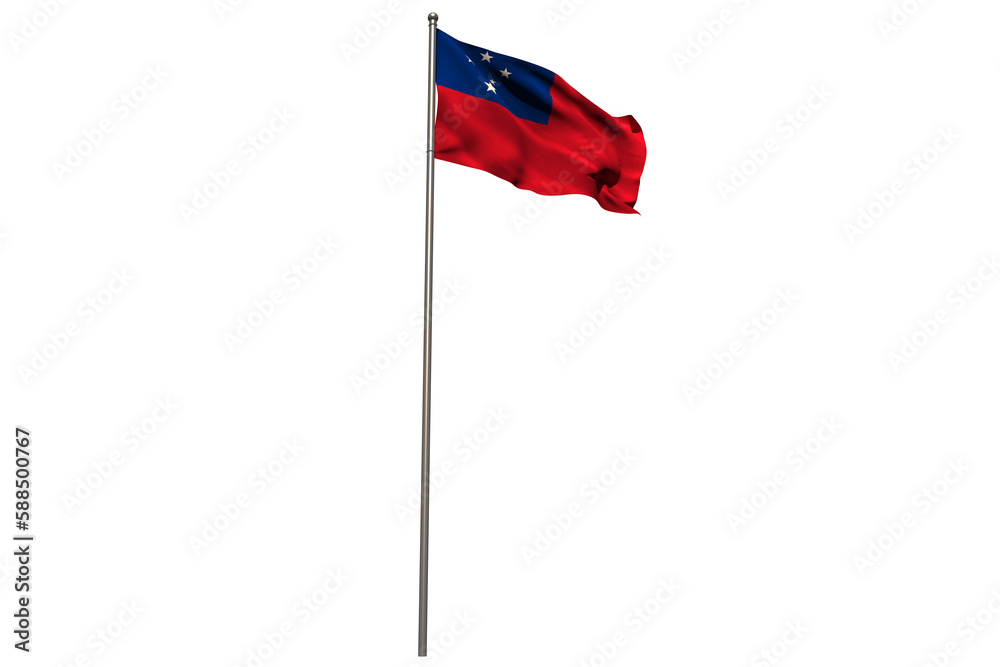 Naklejka premium Flag of Samoa on pole