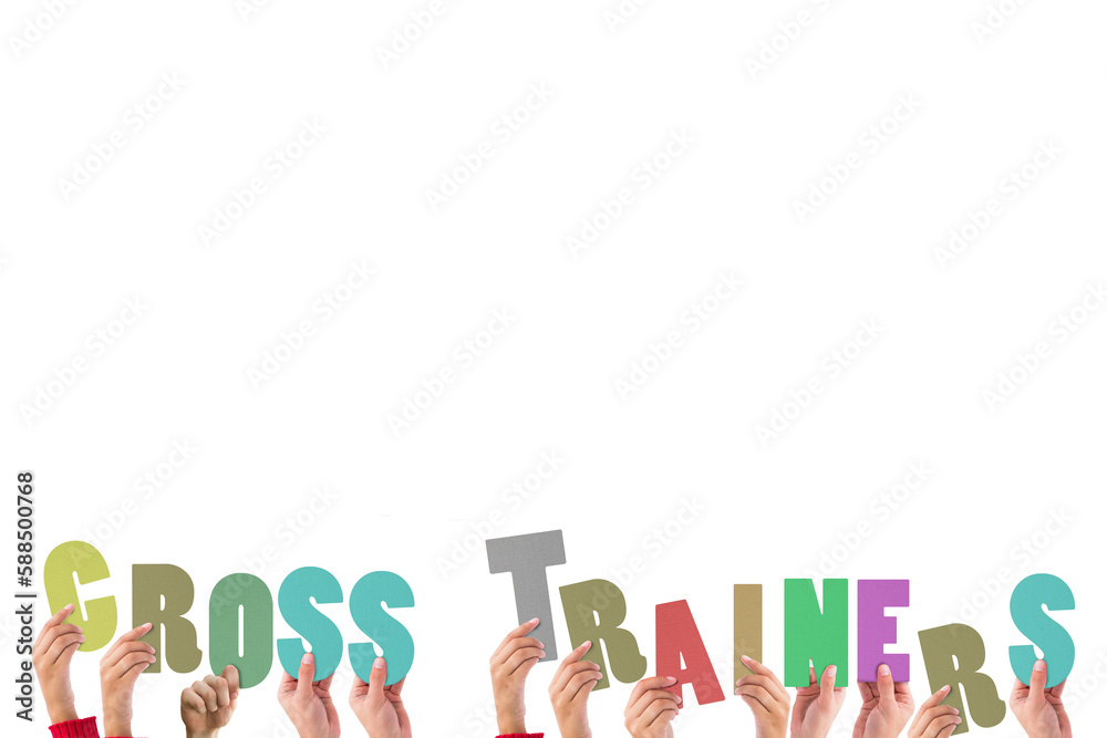 Fototapeta premium Hands holding up cross trainers