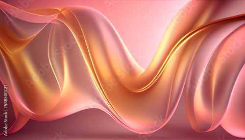 Wallpaper Mural Abstract Shiny neon glass translucent wavy composition with gradient transition, pink beige lite elegant clean background - generative AI. Torontodigital.ca