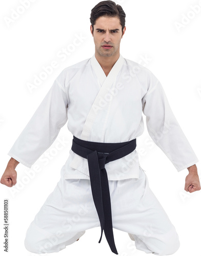 Portrait of serious karate player