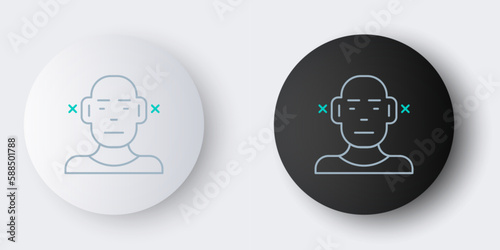 Line Deafness icon isolated on grey background. Deaf symbol. Hearing impairment. Colorful outline concept. Vector
