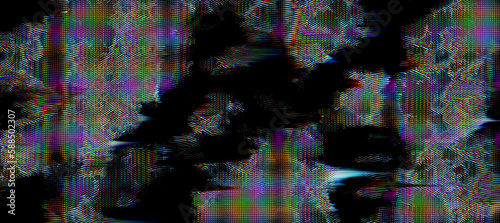 Elegant Curve Glitch Flow Fluid Liquid Rainbow Blurred Move Stripes on Dark Monochrome Background.  Retro futurism, web punk, rave DJ techno in reflection disco shape Synth wave. Vapor wave cyberpunk  photo