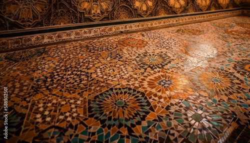 Moorish architecture adorned with intricate arabesque patterns generated by AI