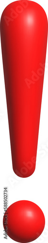 3d red exclamation icon. PNG 