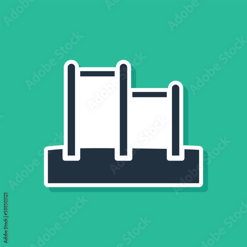 Blue Sport horizontal bar icon isolated on green background. Vector