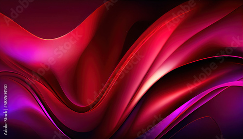 Abstract Shiny neon glass translucent wavy composition with gradient transition  red purple elegant clean background - generative AI.