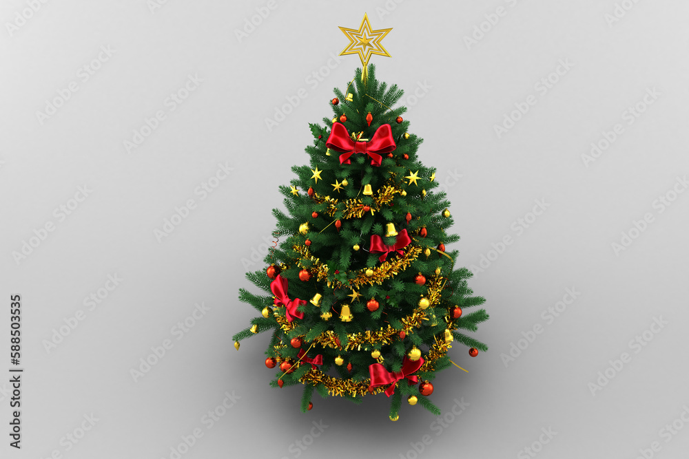 Green Christmas tree over gray background Green Christmas tree over gray background