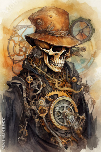 steampunk skeleton Generative AI