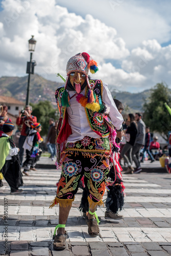 Cuzco, Cuzco, ¨Peru, 04 04 2018. Carnaval de Cuzco, Cuzco Carnival parade party, traditional. 