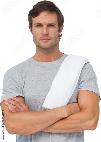 Portrait of a fit young man with towel © vectorfusionart