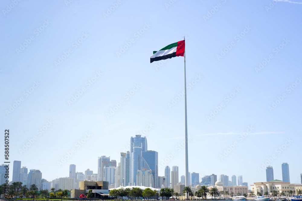 Obraz premium Cityscape of Flag Island, Sharjah