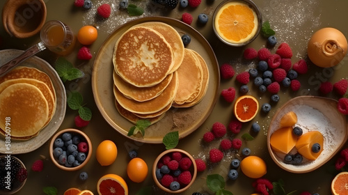 Sweet and fluffy Pancakes. Generative AI