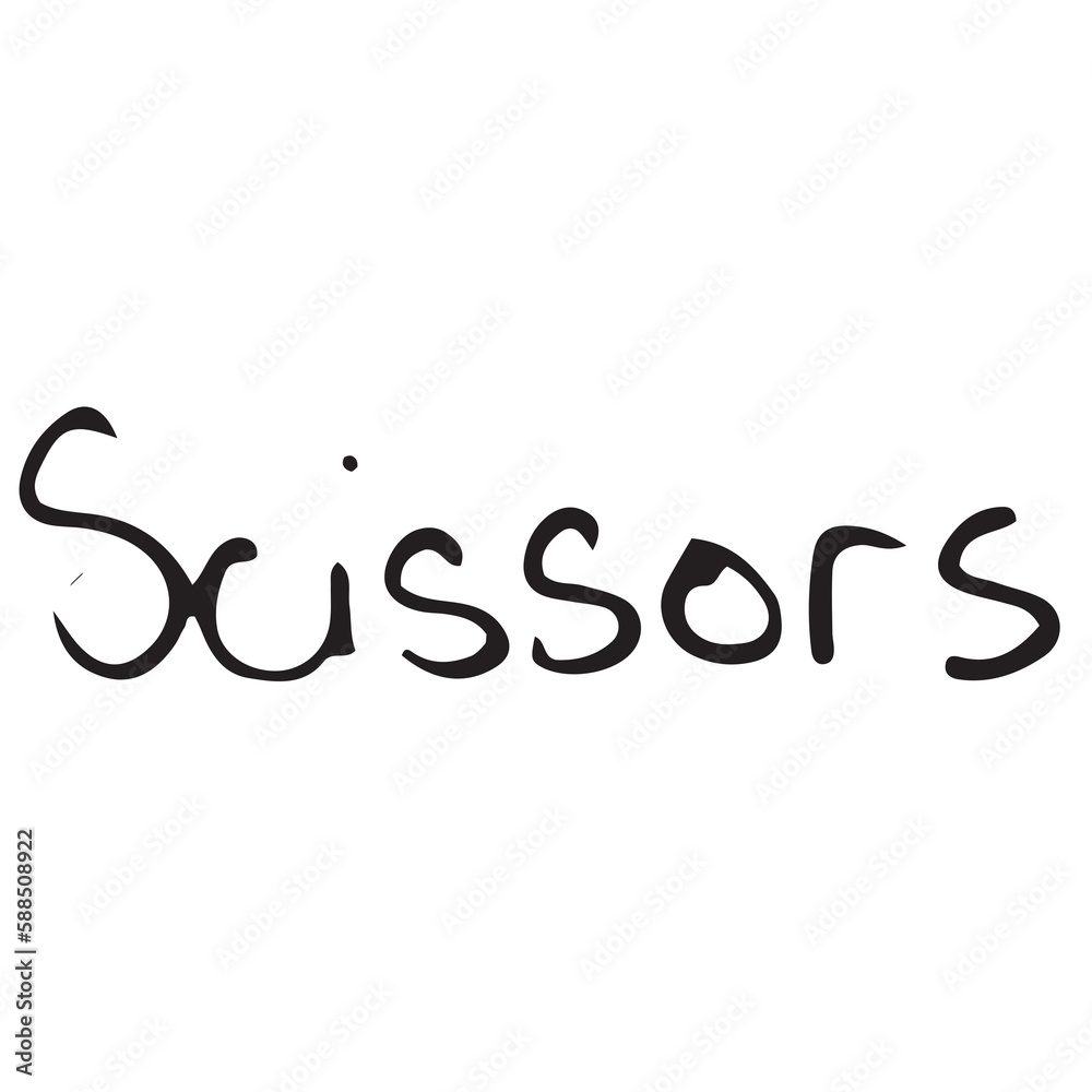 Digital image of scissors text