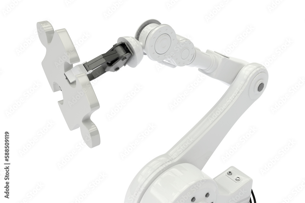 Vector image of robot holding game puzzle Vector image of robot holding game puzzle