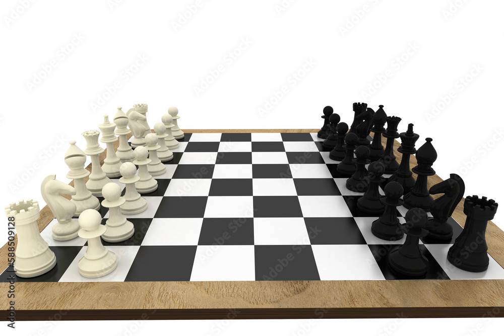 Black and white chess pieces on board Black and white chess pieces on board