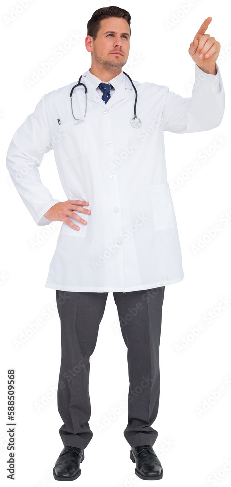 Handsome doctor pointing Handsome doctor pointing