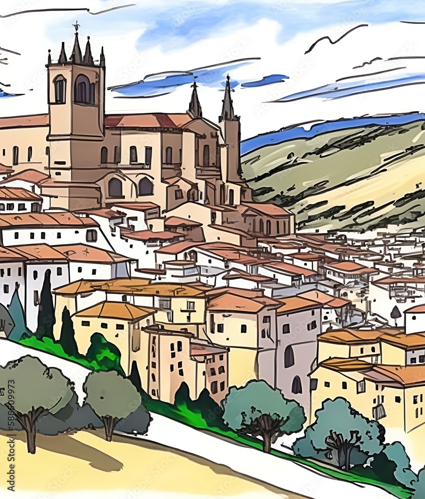 illustration of the city of toledo, spain