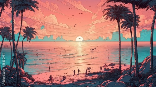 sunset on the beach
