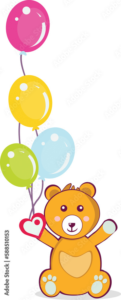 Naklejka premium Teddy bear holding balloons icon